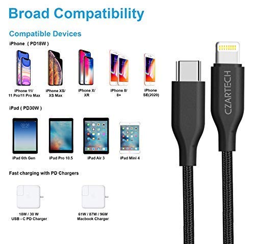 USB Type C to Lightning 20W PD charging iPhone Cable Mt